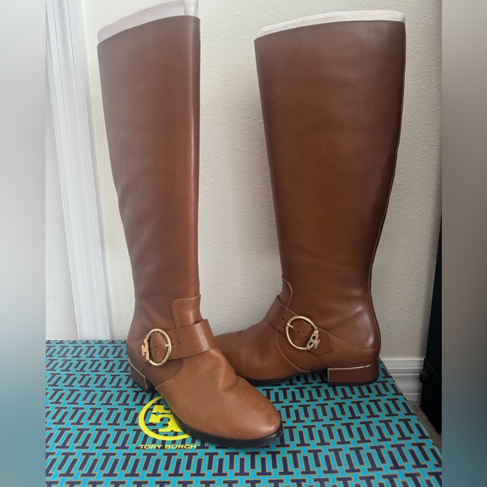 Tory Burch Sofia Riding Boots in Festival Brown - Picture 3 of 9